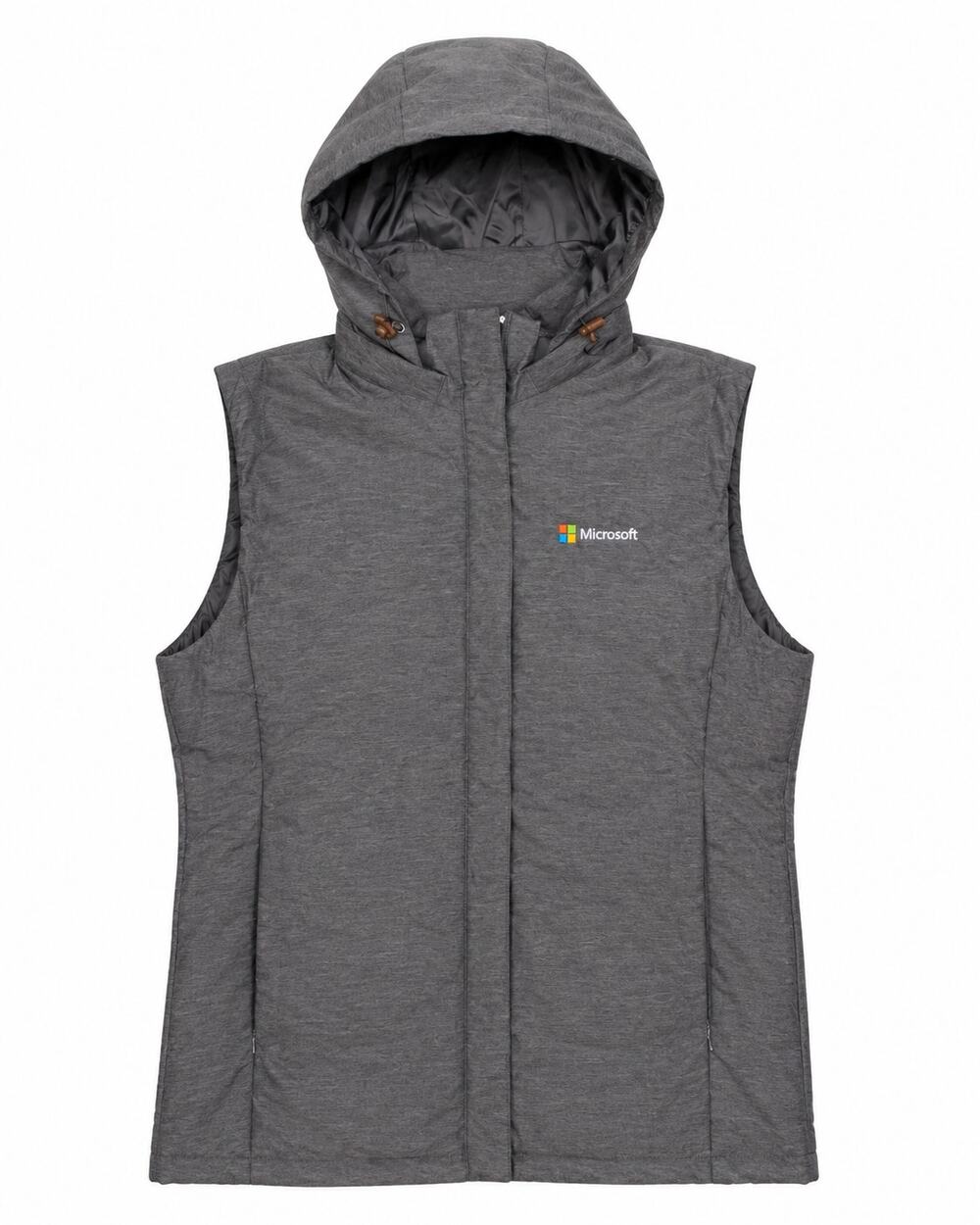 Fossa Apparel Microsoft Hooded Puffer Vest Mens M Gray Insulated Full Zip Quilt